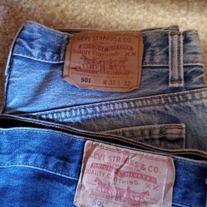 Levis button fly 501 jeans.